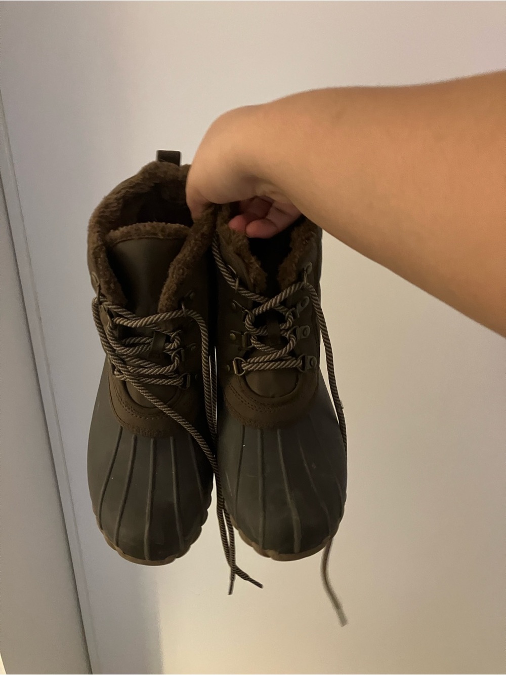 Brown snow shoes